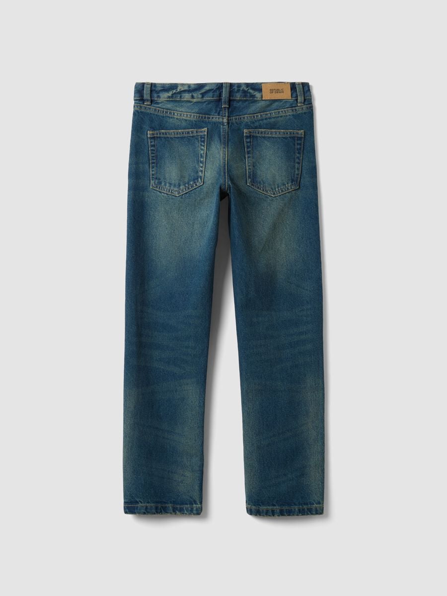 Dark blue pure cotton regular-fit jeans_1