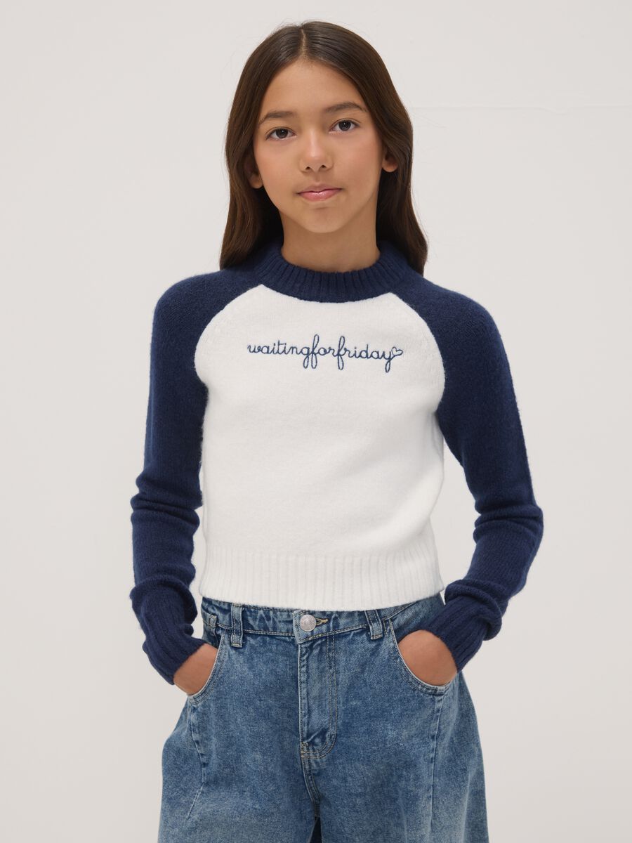 Blue stretch crew-neck top_1