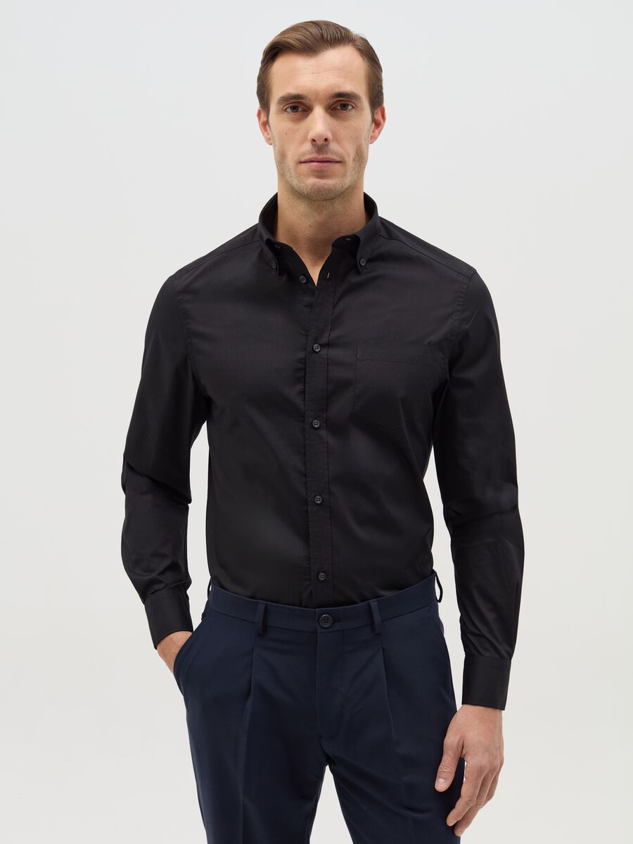 Regular-fit easy-iron shirt with button-down collar_0