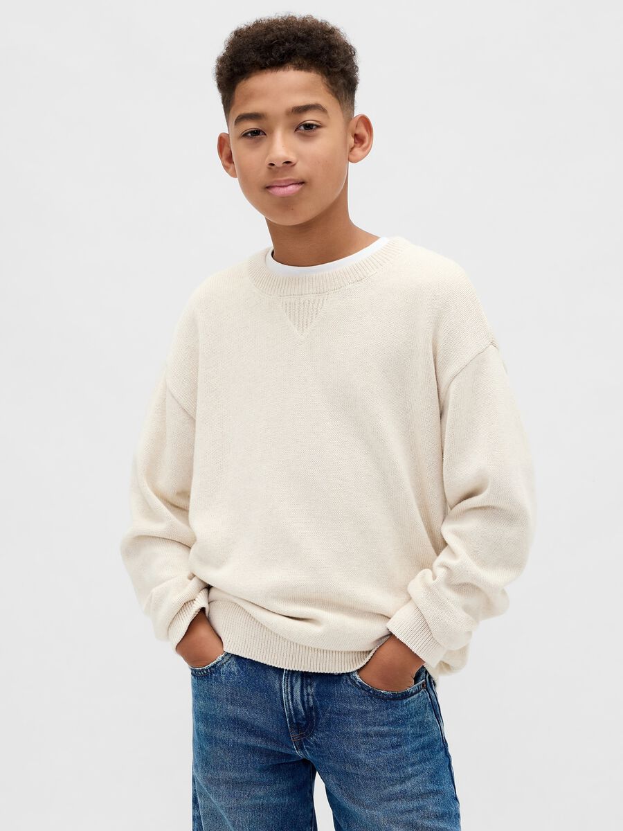 Beige Cotton Sweater_0
