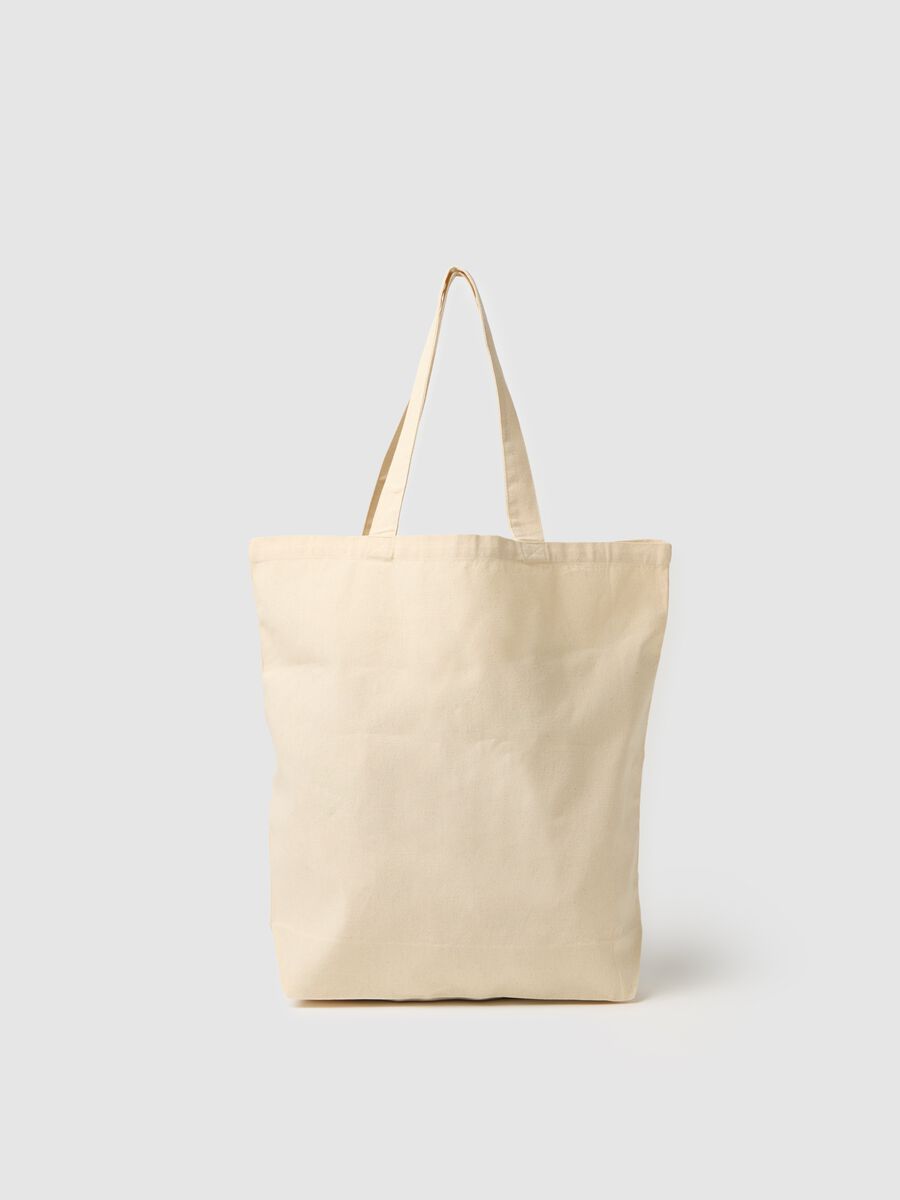 Borsa shopper in puro cotone multicolor con manici lunghi_1