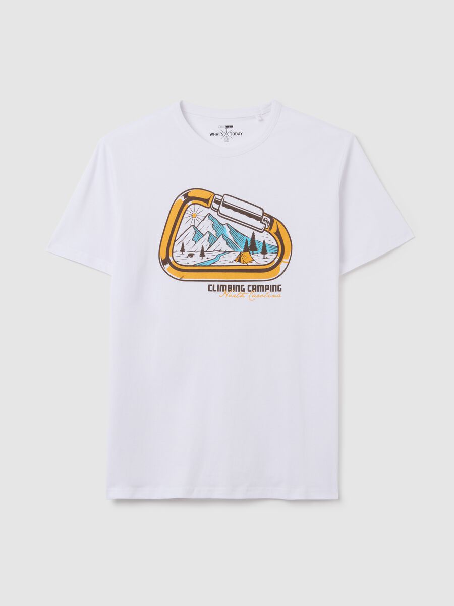 T-shirt da uomo in puro cotone bianca regular fit con stampa_0