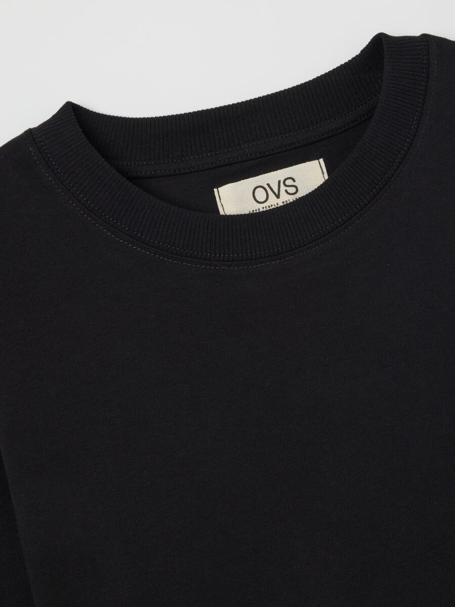 T-shirt nera in puro cotone italiano regular fit_5