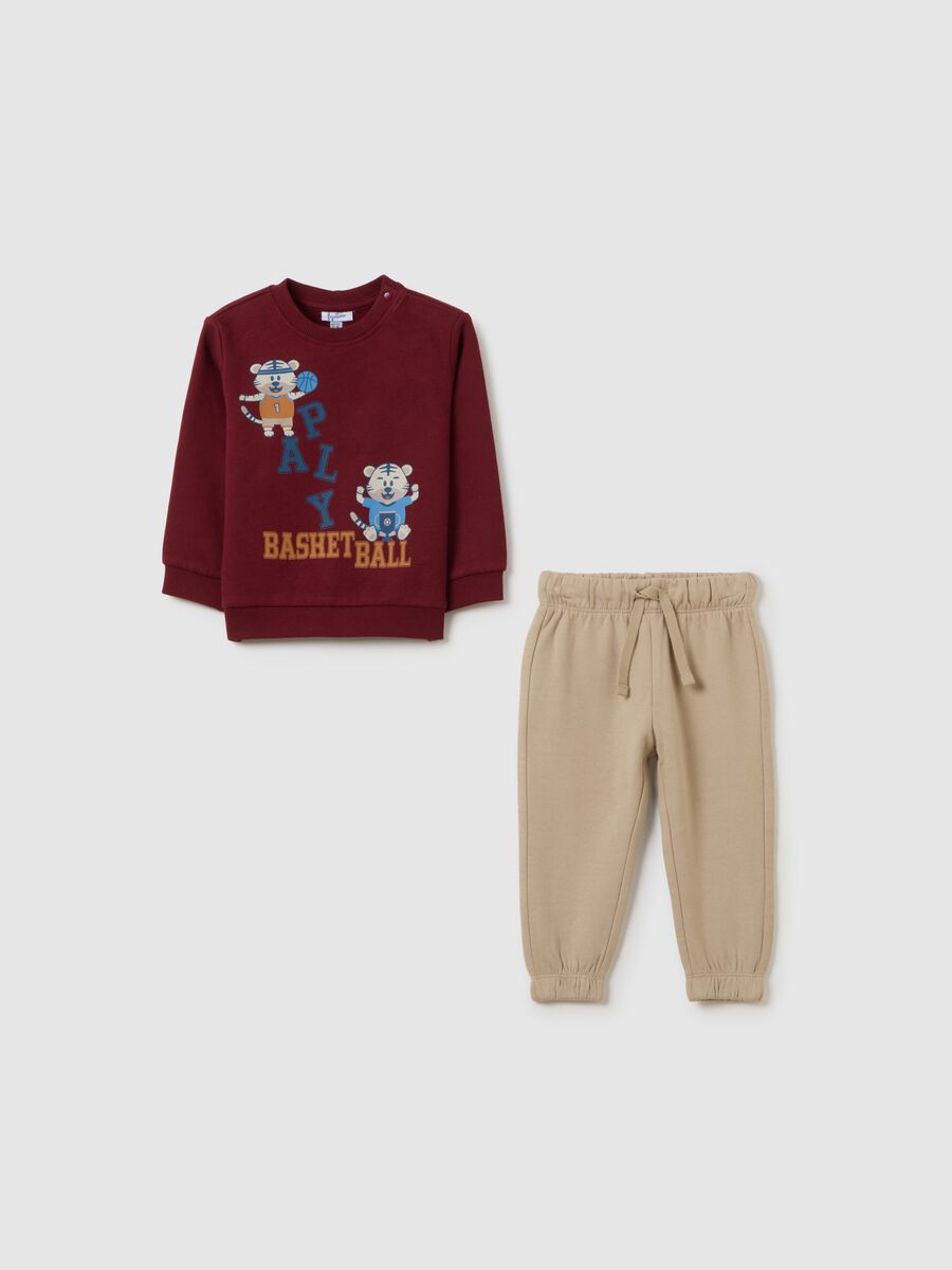 Completo da bambino in puro cotone rosso regular fit_0