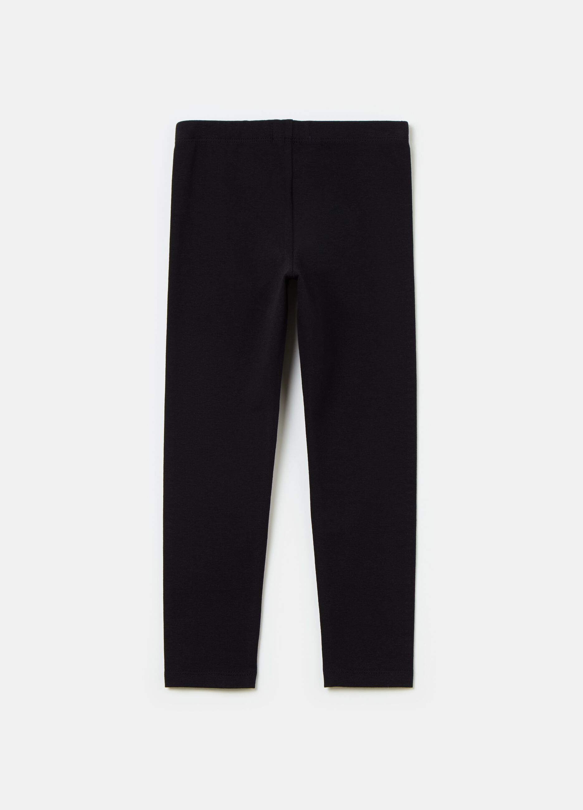 Stretch cotton leggings with diamanté motif