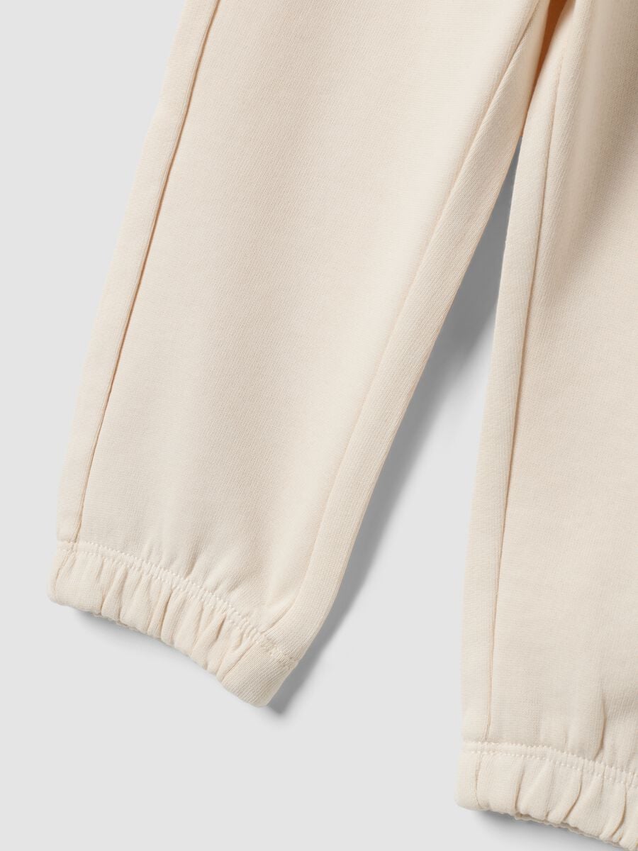 Pantaloni jogger bianchi in puro cotone per bimba_3