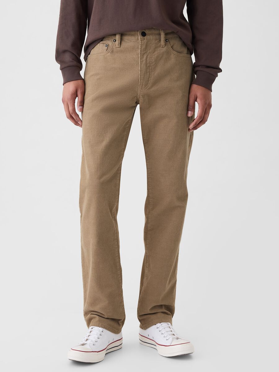 Pantalone straight fit in corduroy stretch_1