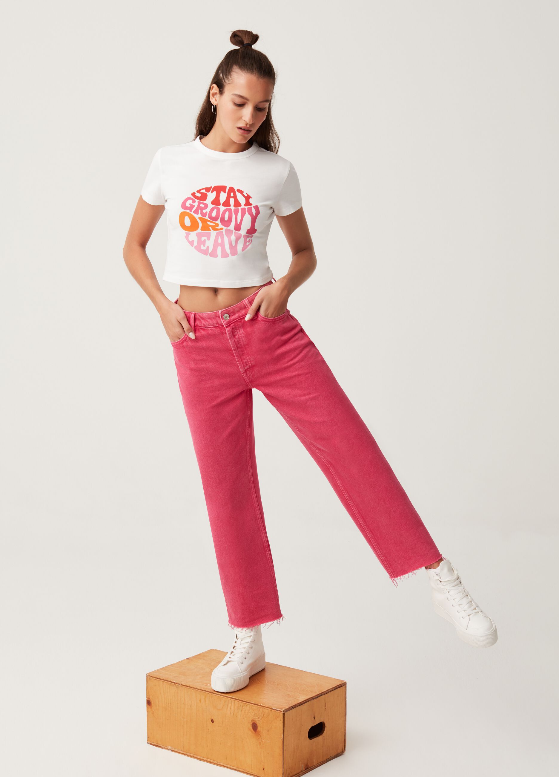 Jeans straight fit con orlo a vivo Baby Angel_0