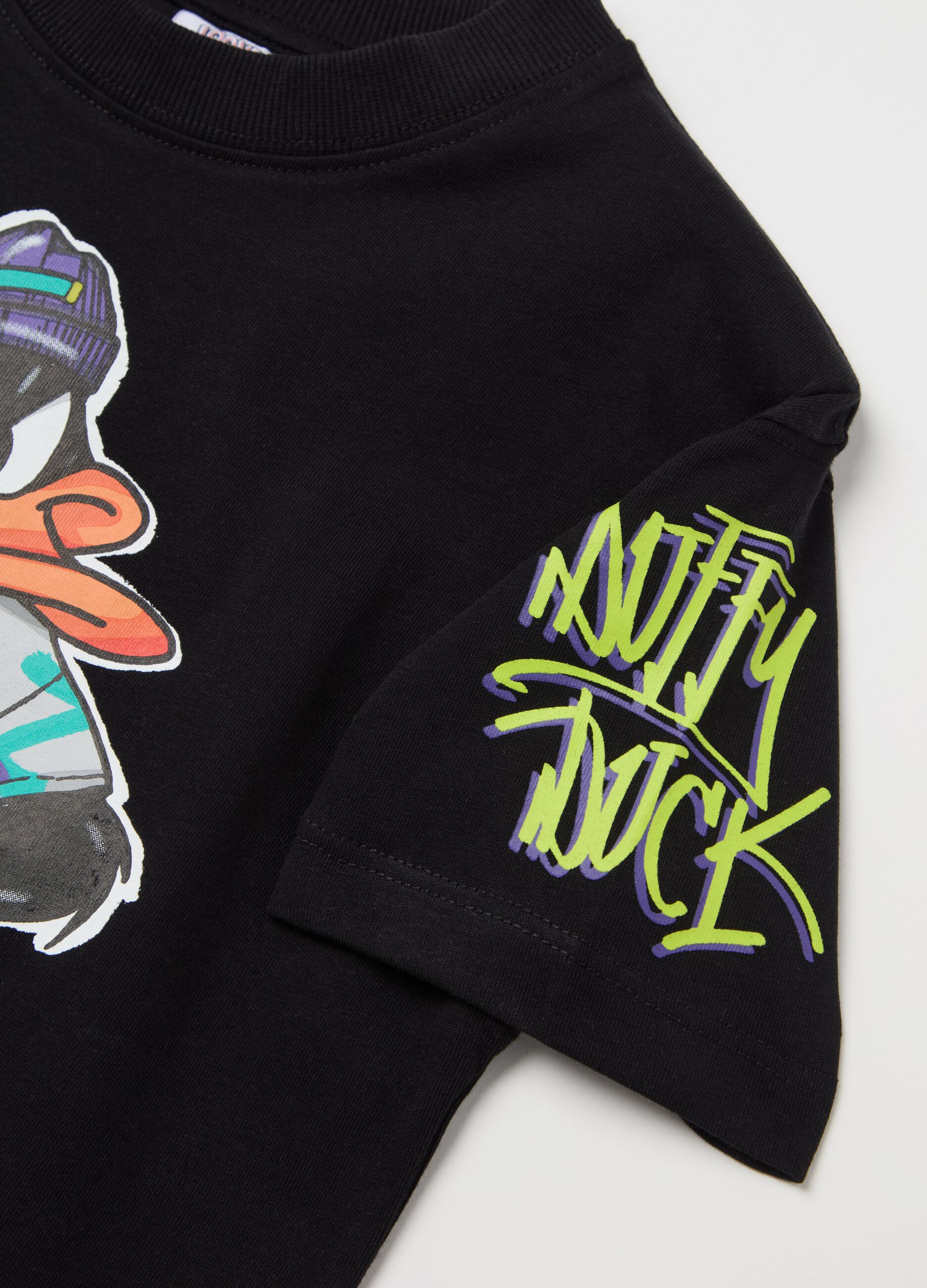 T-shirt in cotone con stampa Daffy Duck "REBEL"