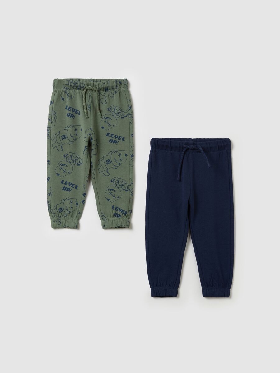 Two-pack fleece joggers with drawstring and print_0