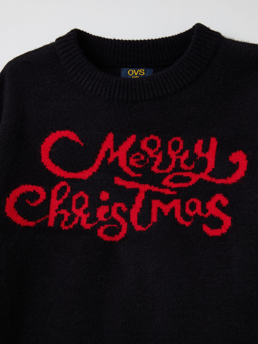 Christmas Jumper cropped con scritta jacquard_2