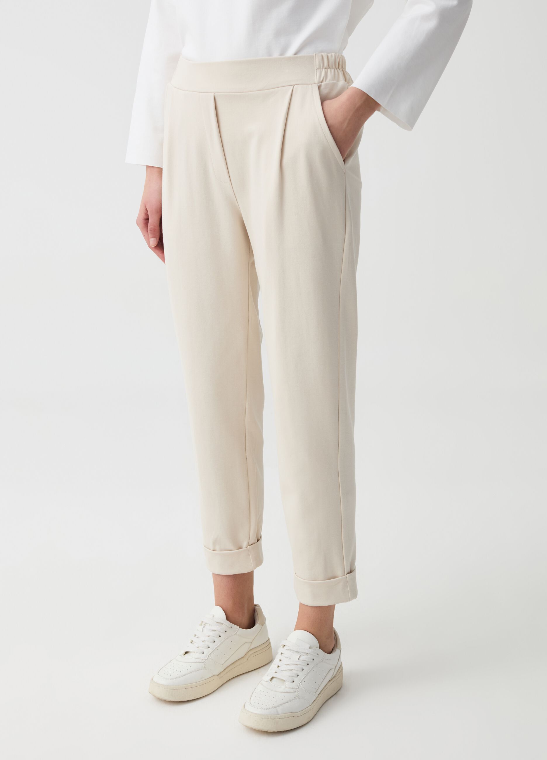 Crop cigarette trousers with turn-ups
