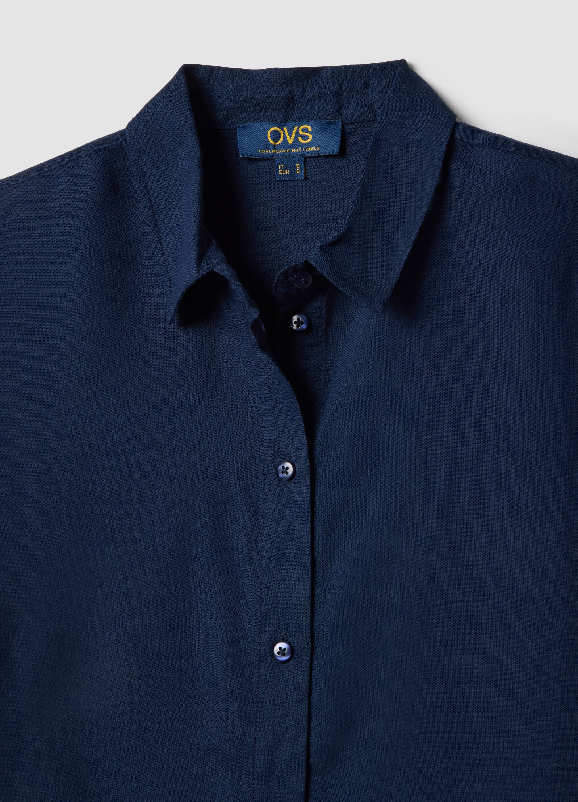 Blue pure viscose regular-fit shirt