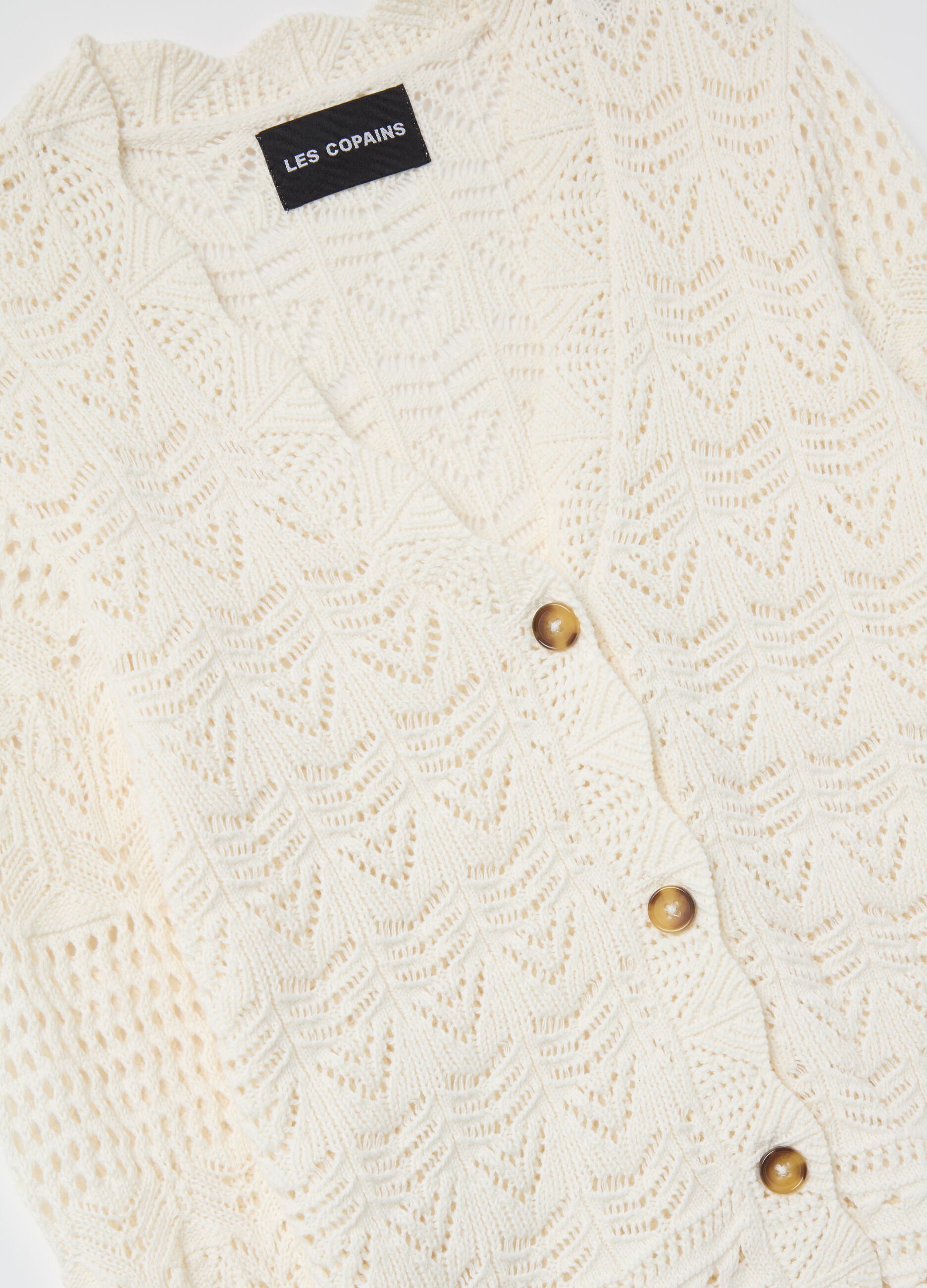 Cardigan crochet con scollo a V