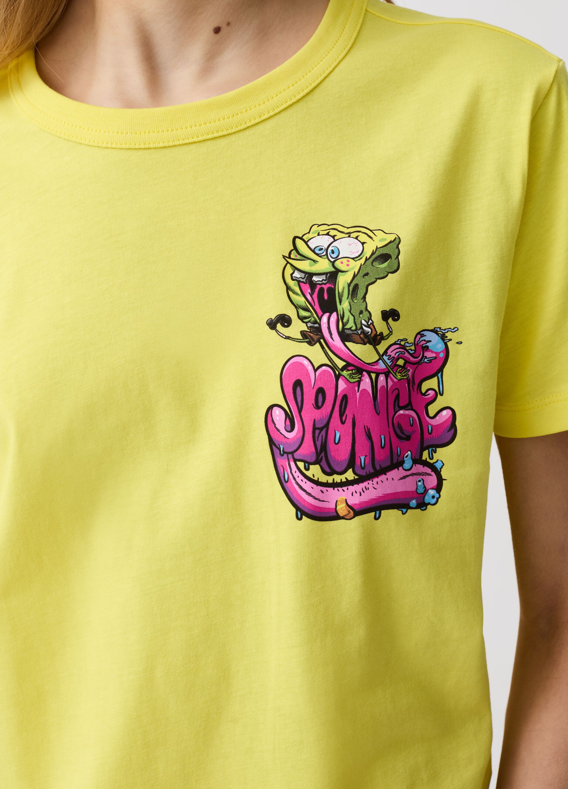 Cotton T-shirt with SpongeBob print