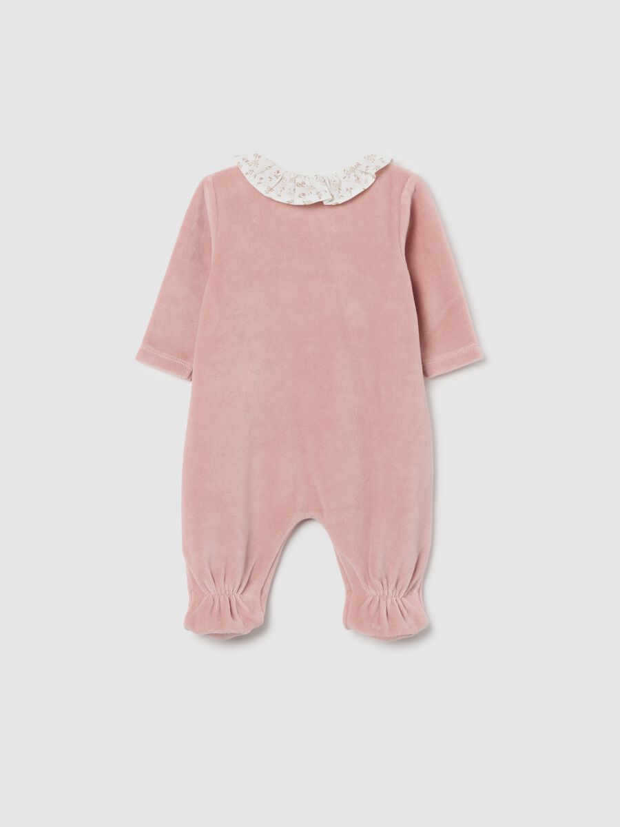 Tutina da neonata in misto cotone rosa con colletto_1