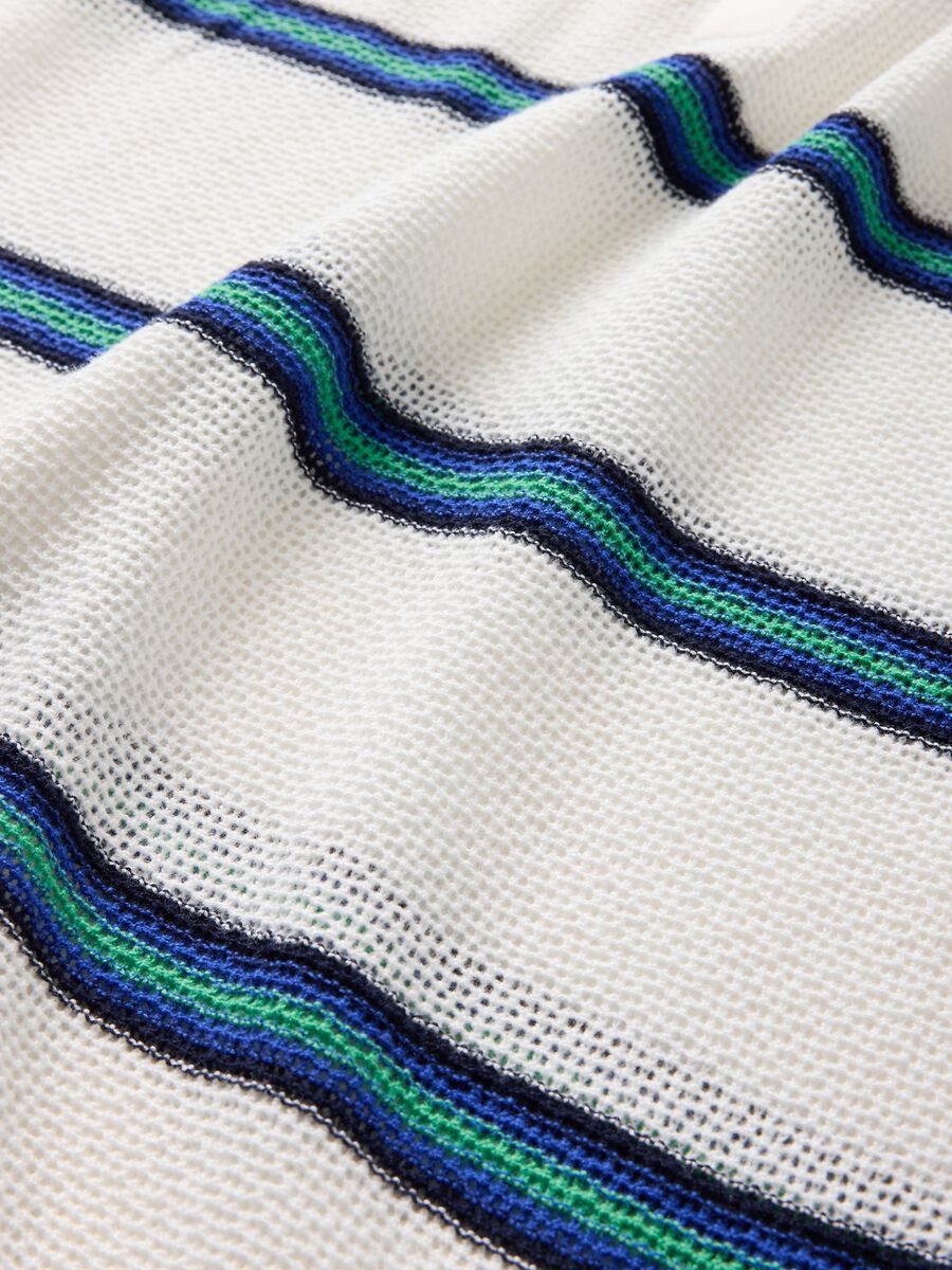 OVS White Striped Short Sleeve Polo_4