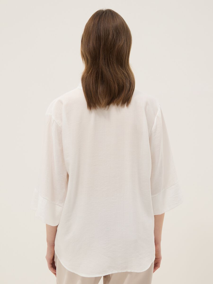 White viscose-blend blouse, regular fit, with Mandarin collar_2