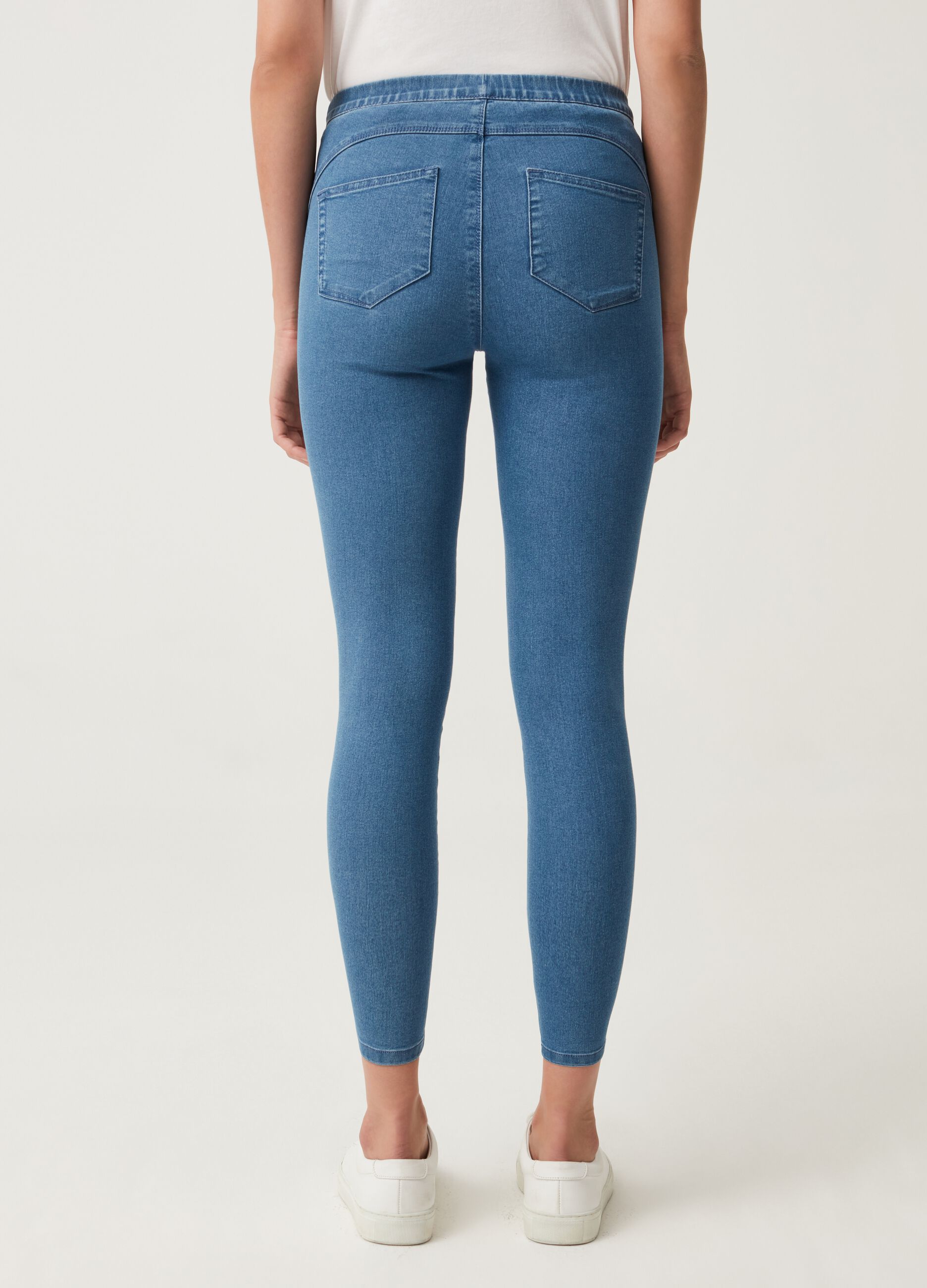 Jeggings cropped a vita alta