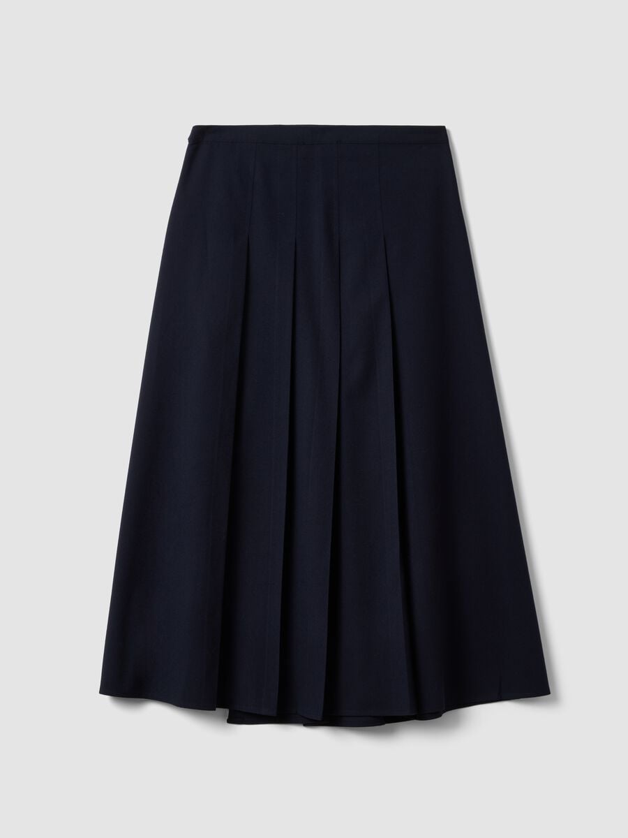 Blue pleated skirt in stretch viscose_6