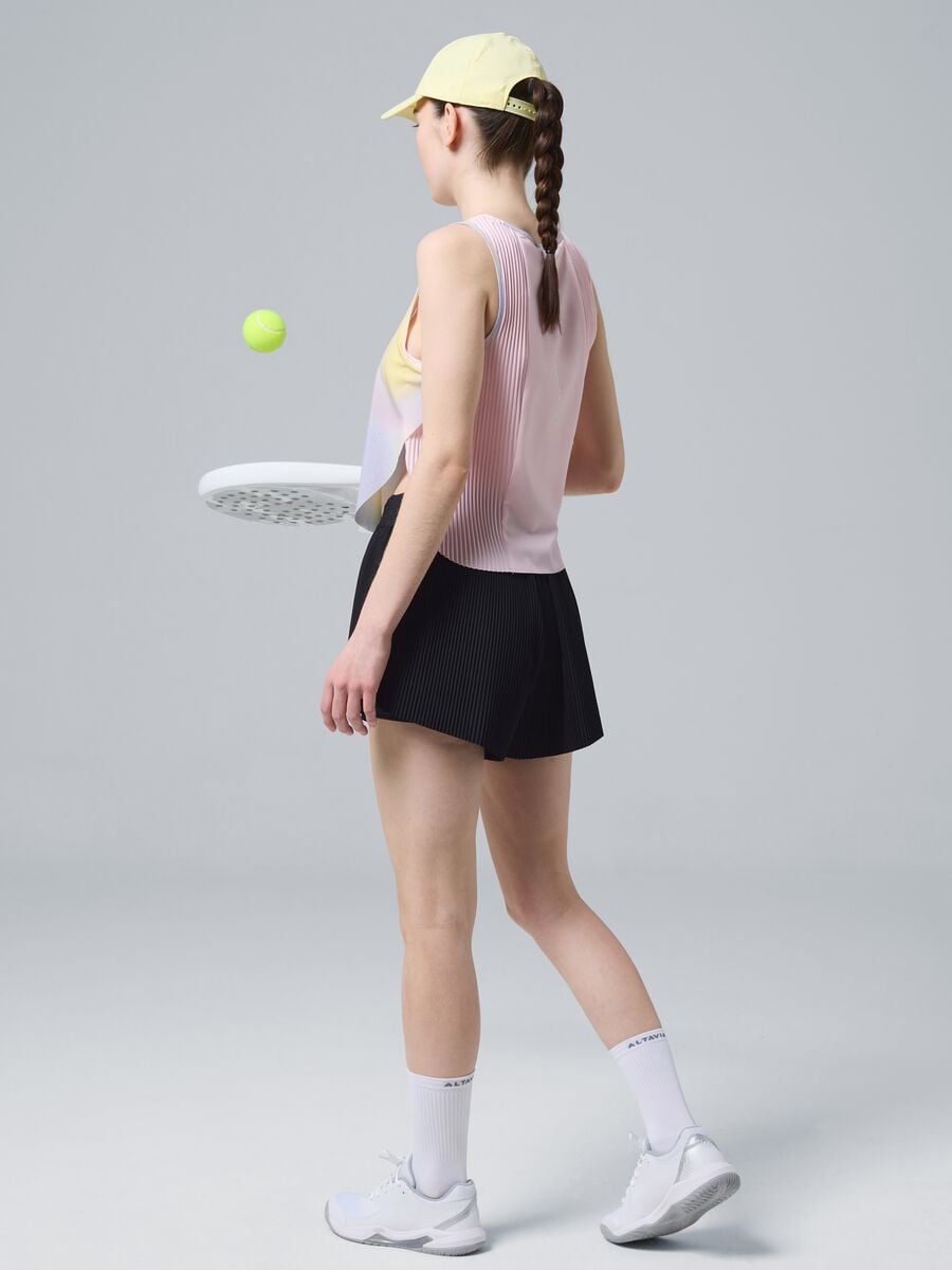 Black ALTAVIA COURT pleated sports shorts in stretch fabric with removable inner short_0