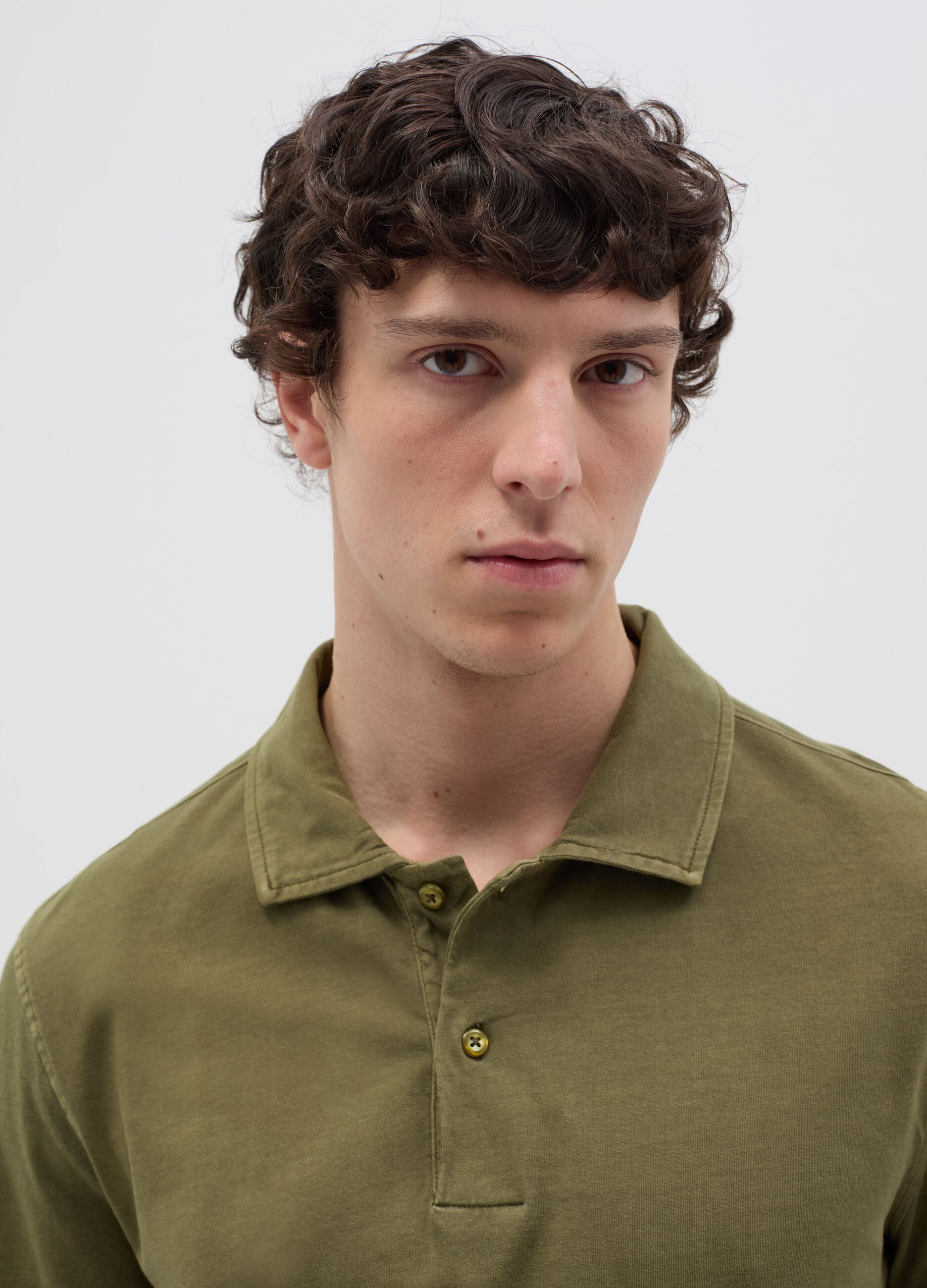 Long-sleeved polo shirt in cotton
