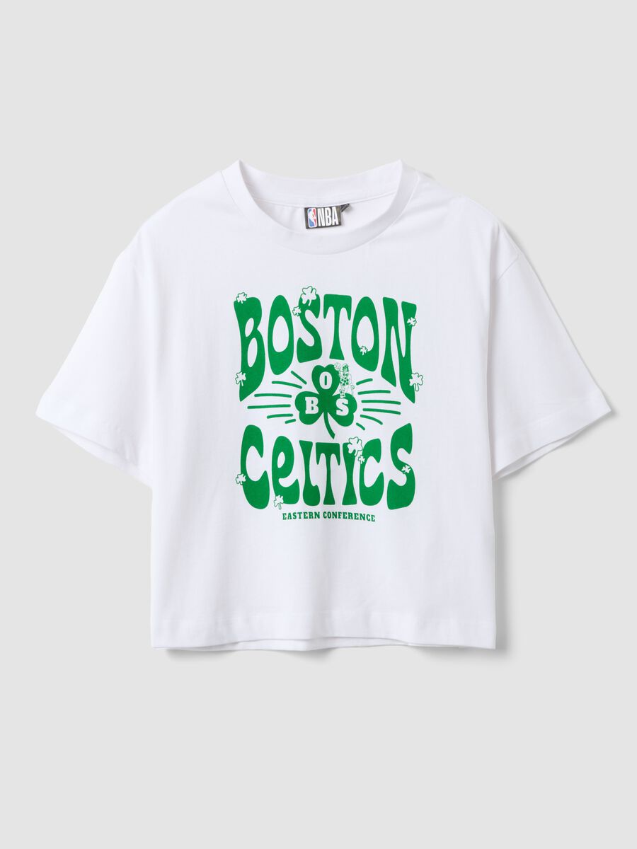 White pure cotton relaxed fit girl T-shirt Boston Celtics_3