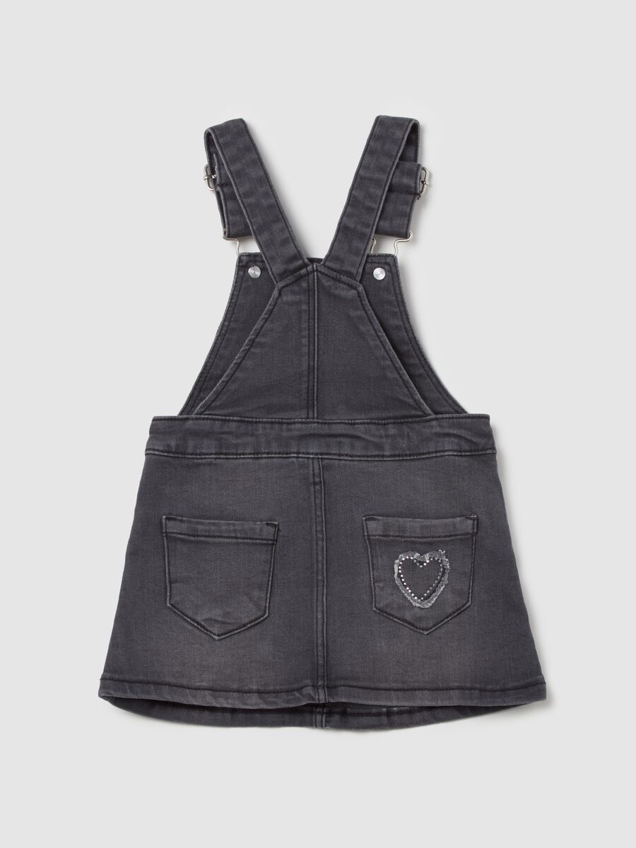 Denim pinafore with diamanté hearts_1