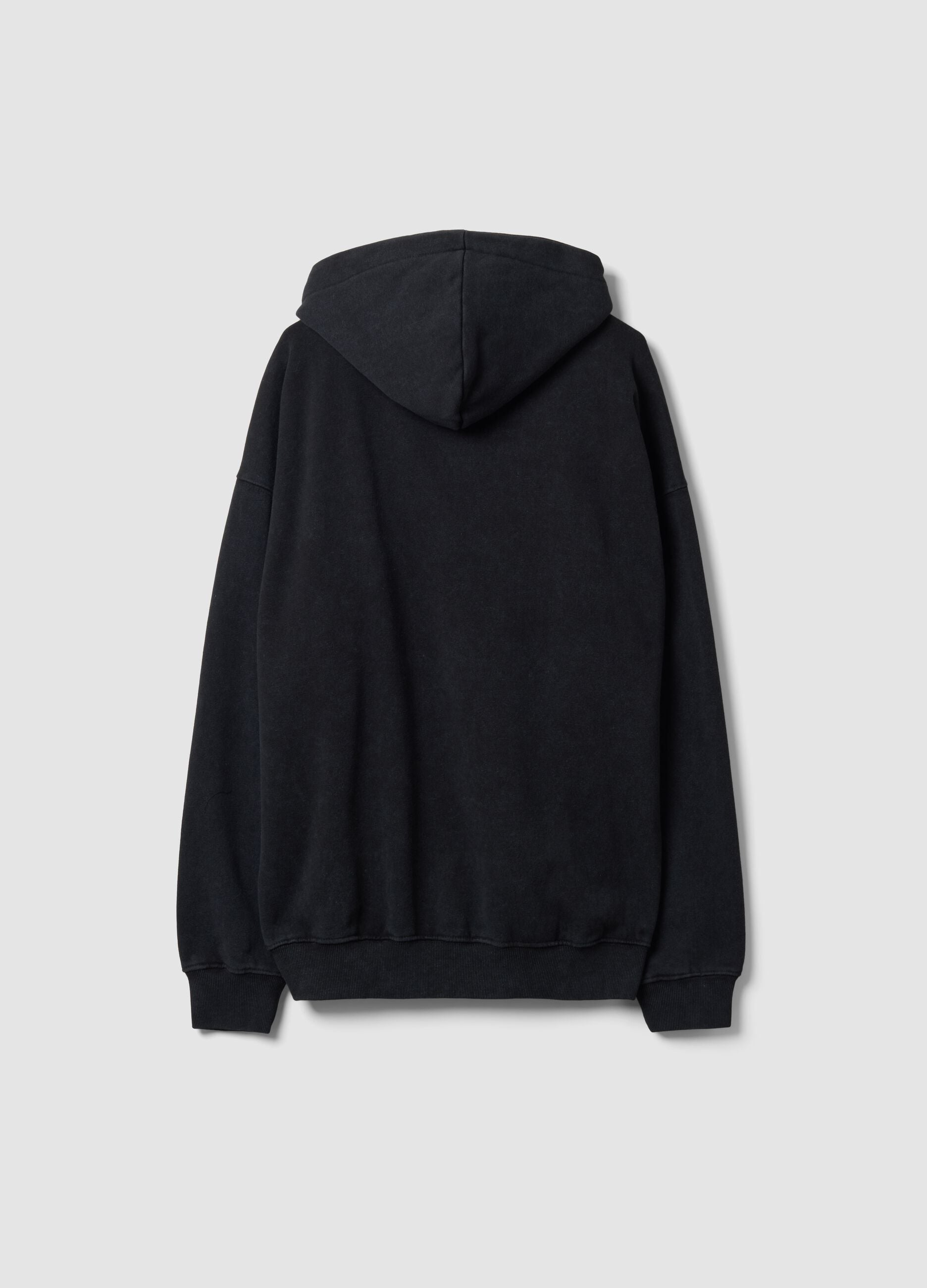 Black cotton-blend hooded sweatshirt with Rolling Stones print