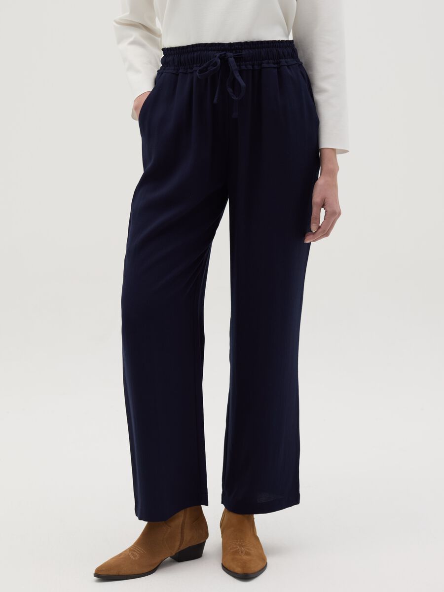 Jogger trousers in viscose with drawstring_1
