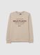 Boys' beige pure cotton sweatshirt with regular fit and round neckline_3