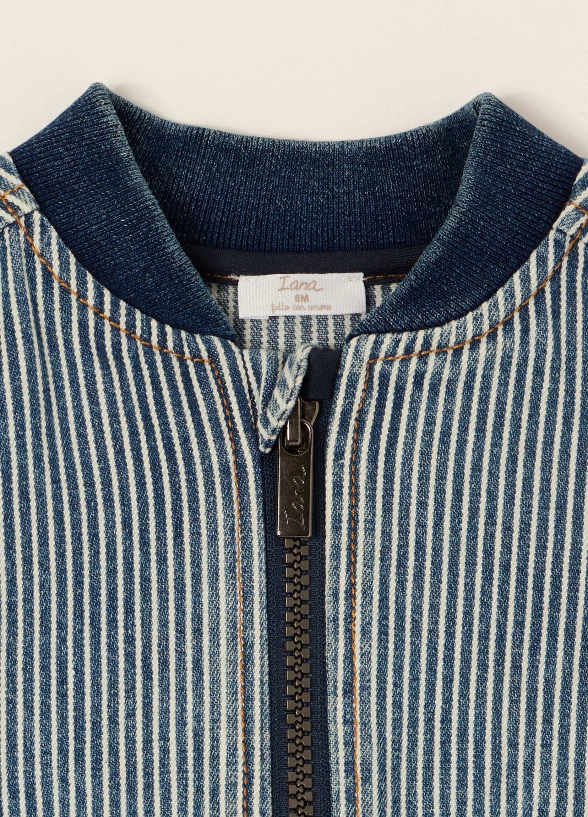 Multicoloured striped cotton-blend jacket with viscose and lyocell for baby