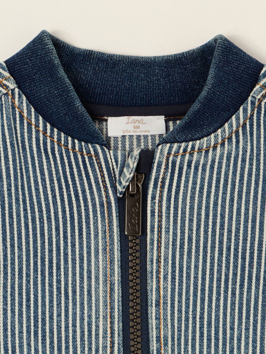 Multicoloured striped cotton-blend jacket with viscose and lyocell for baby_1
