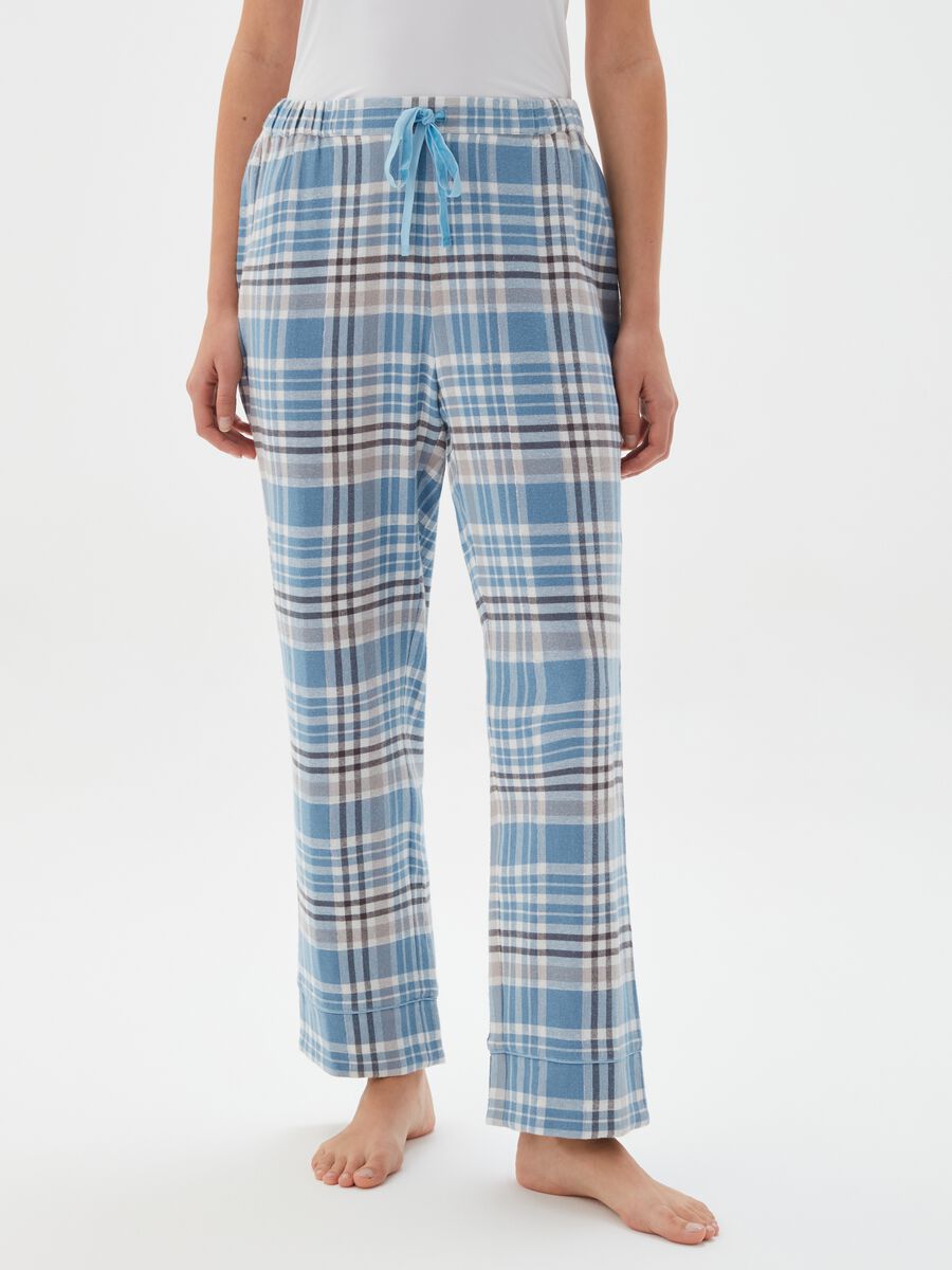 Pantalone pigiama in flanella check con lurex_1