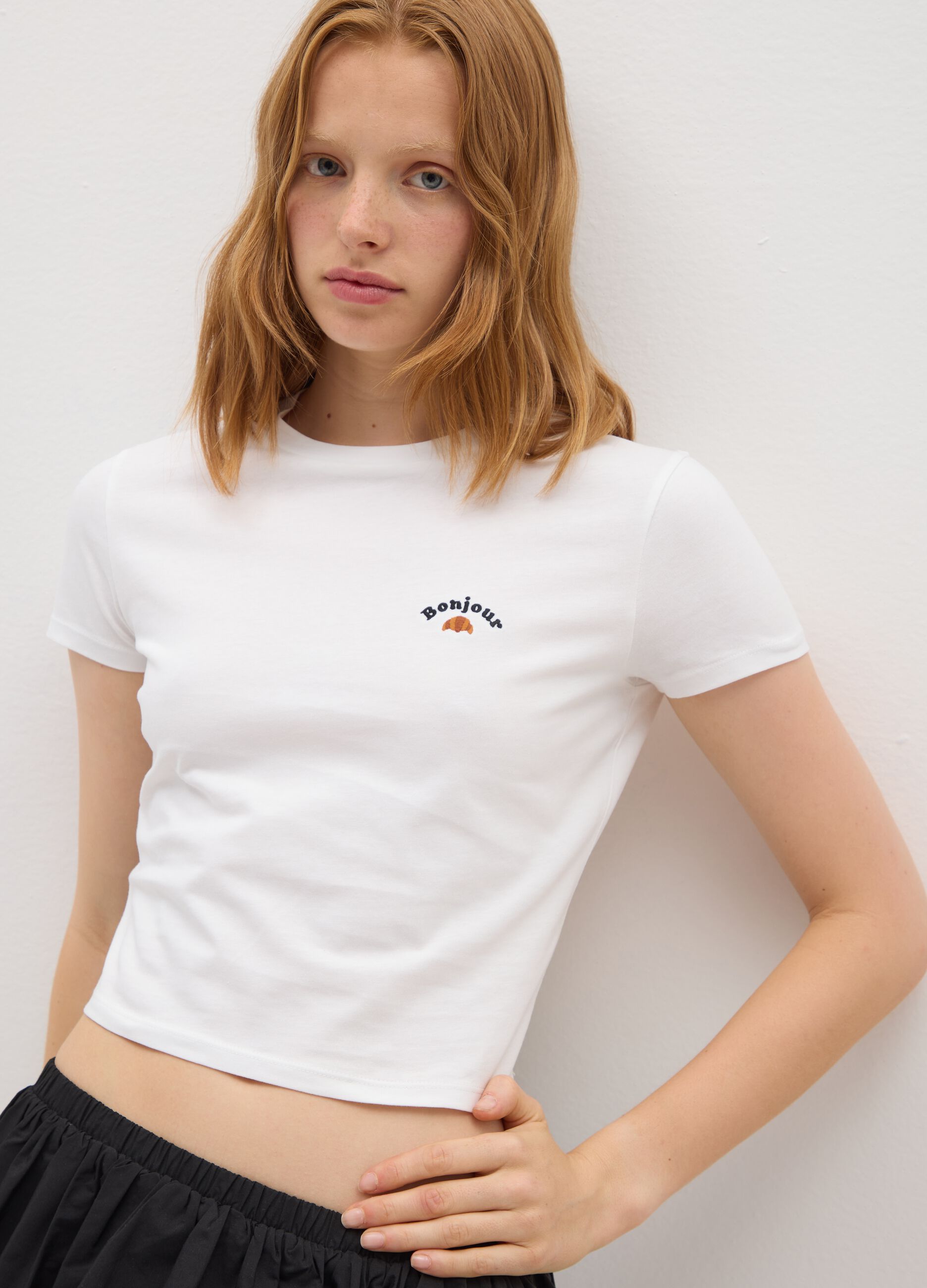 Women's pure cotton white t-shirt with print
