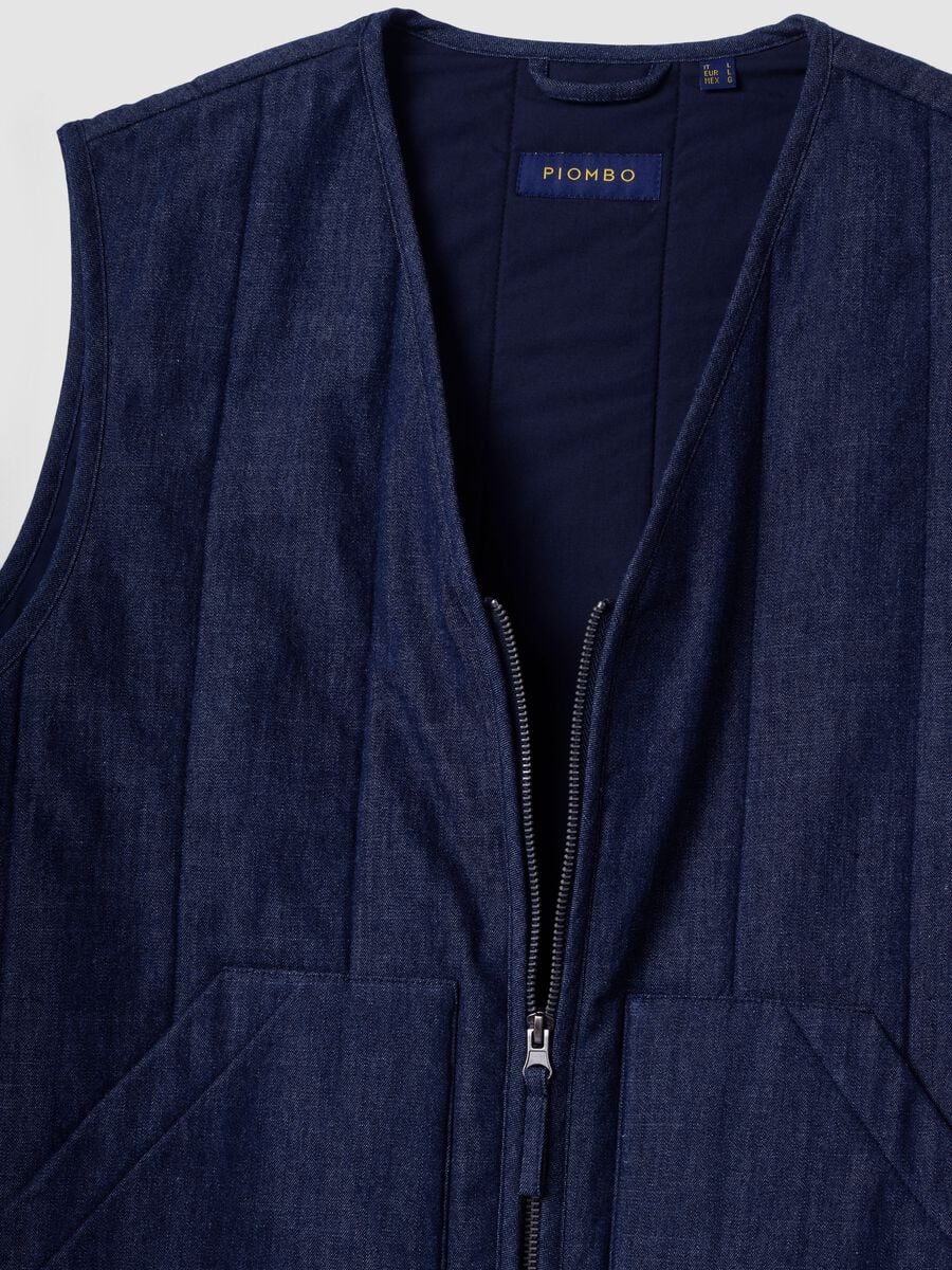 Blue gilet in a cotton, lyocell and viscose blend_5