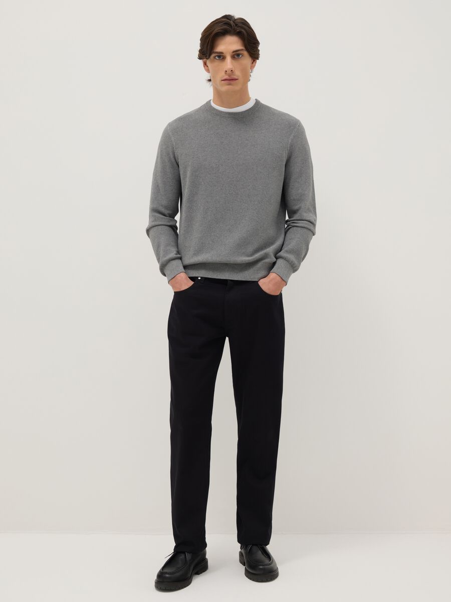 Pantaloni in puro cotone nero regular fit_1