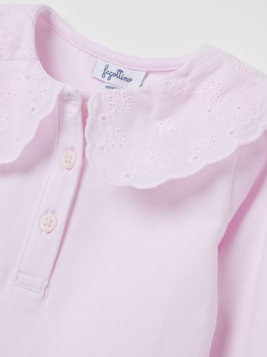 Polo shirt with broderie anglaise collar_2