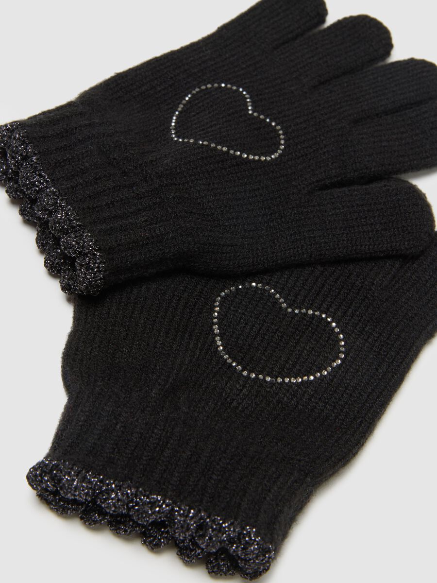 Girls' Black Knit Gloves_2