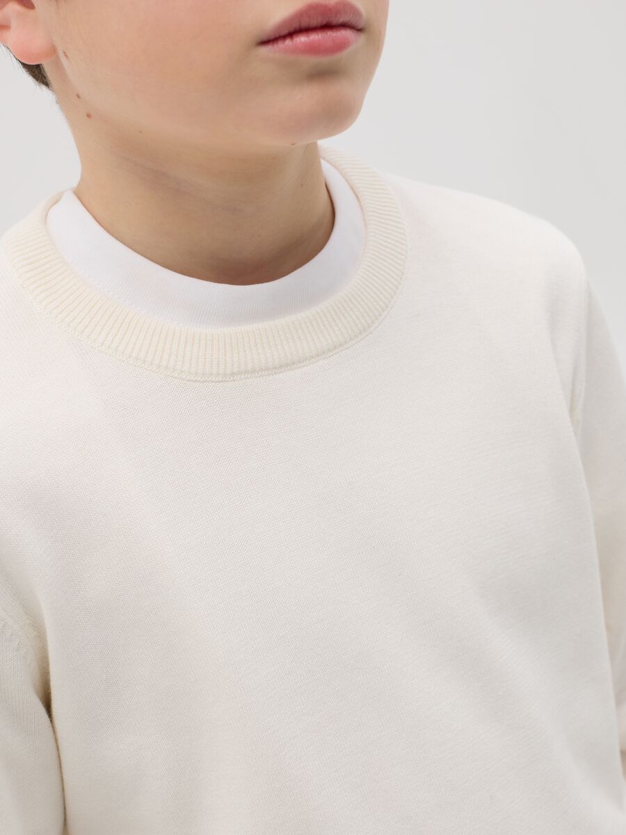 Pullover in cotone tinta unita _1