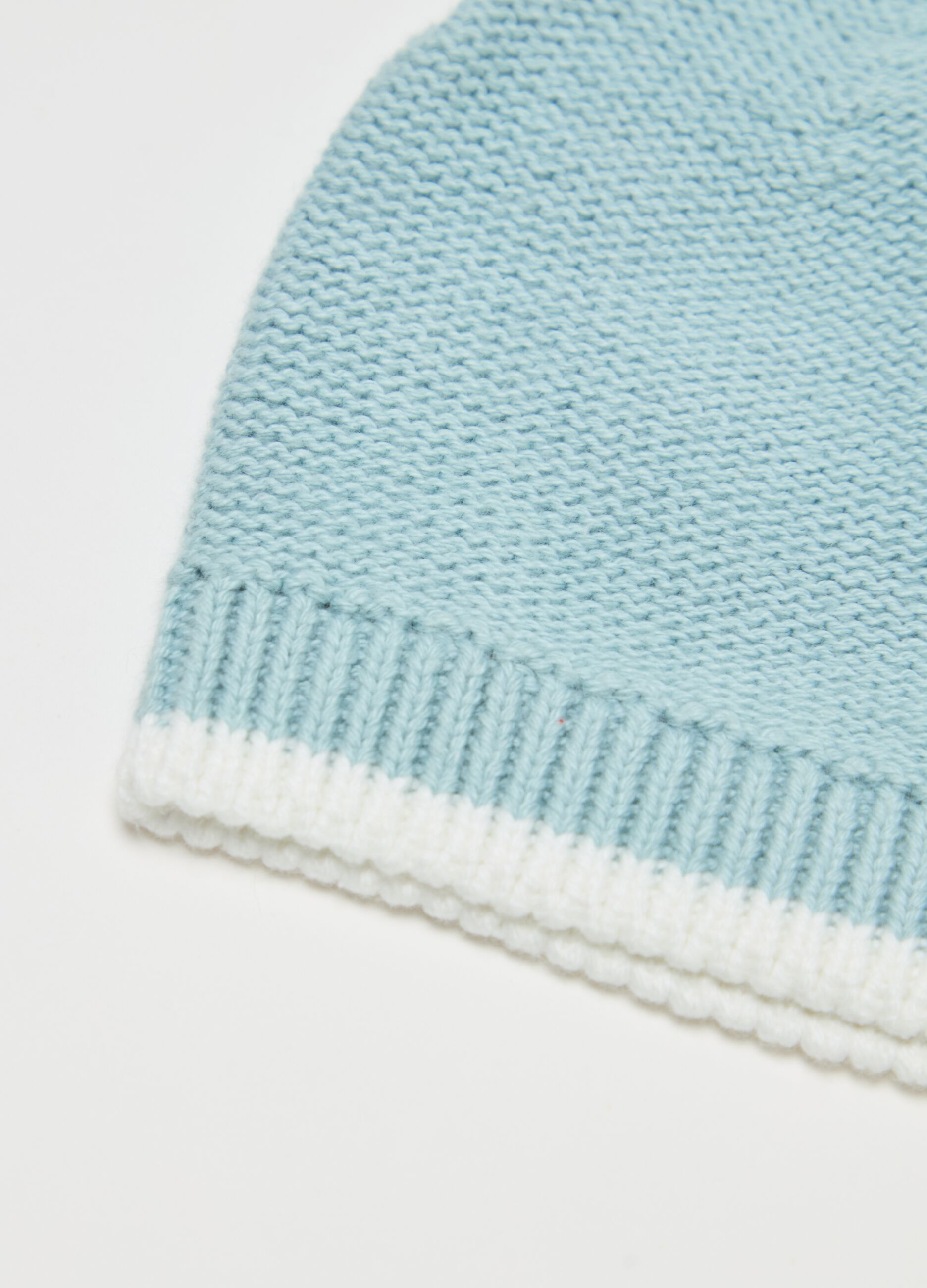 Hat with ears and striped edging