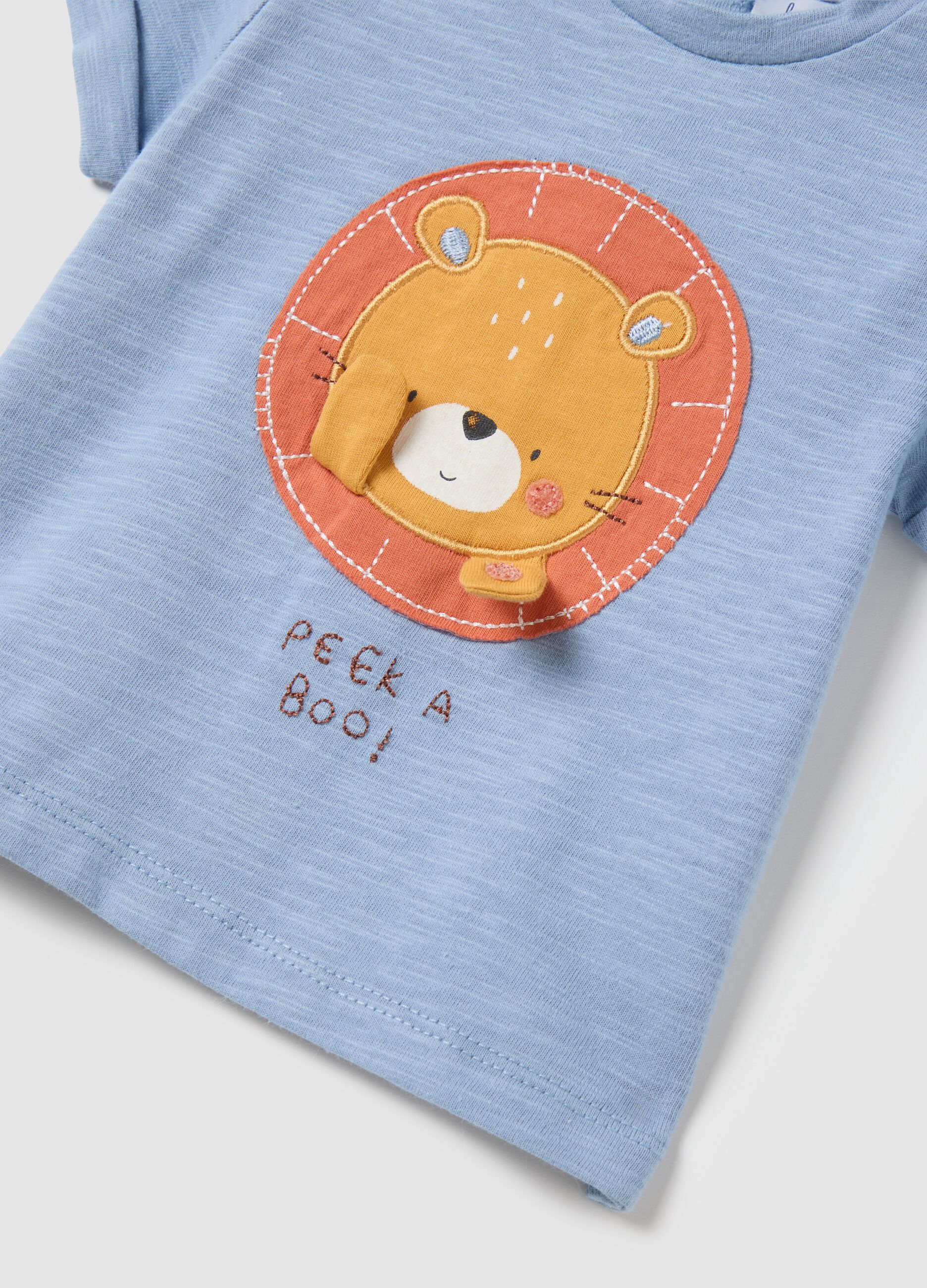 T-shirt da bambino in puro cotone azzurro regular fit con stampa