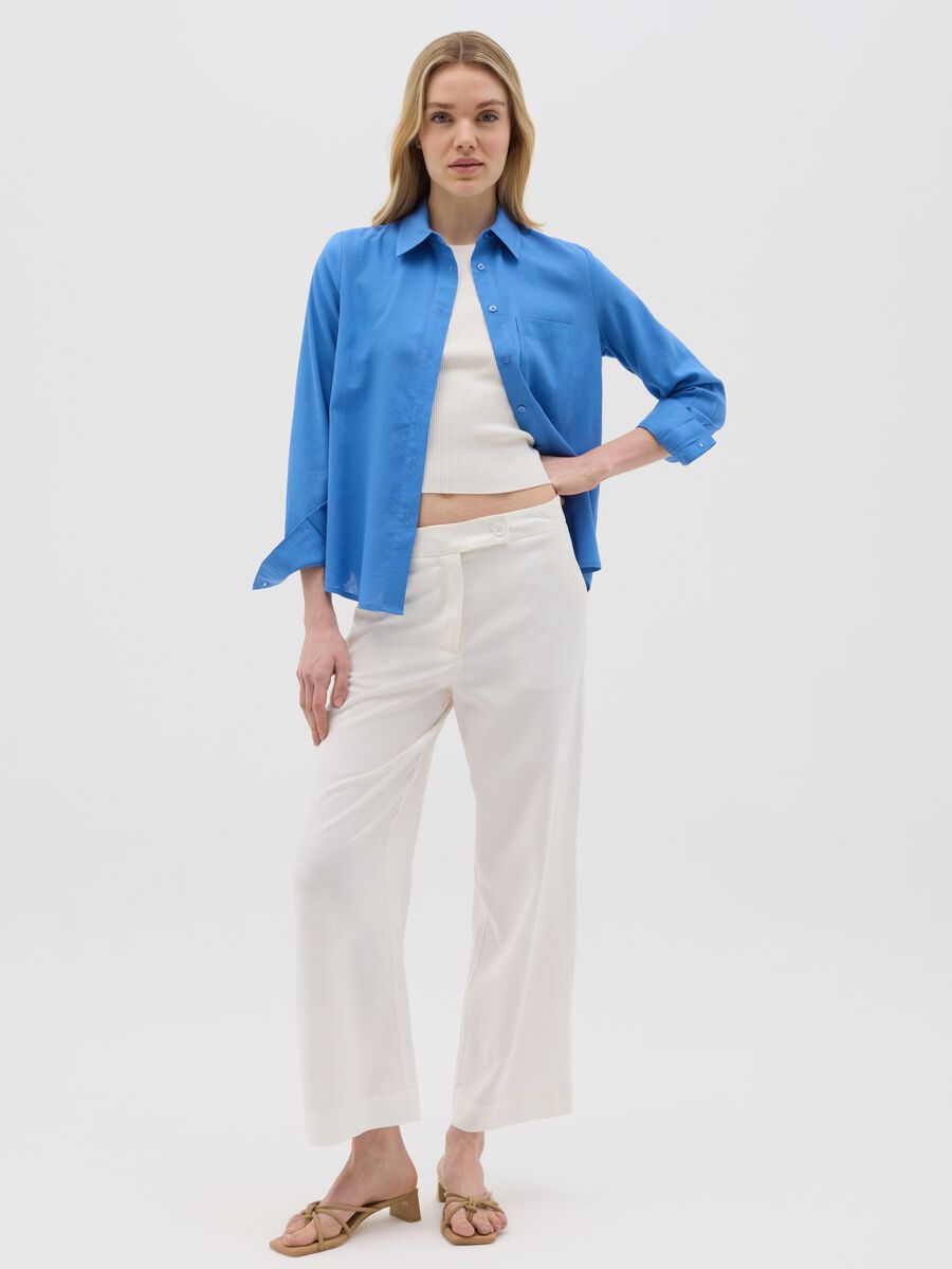 Women’s light blue regular-fit shirt in cotton without buttons_1