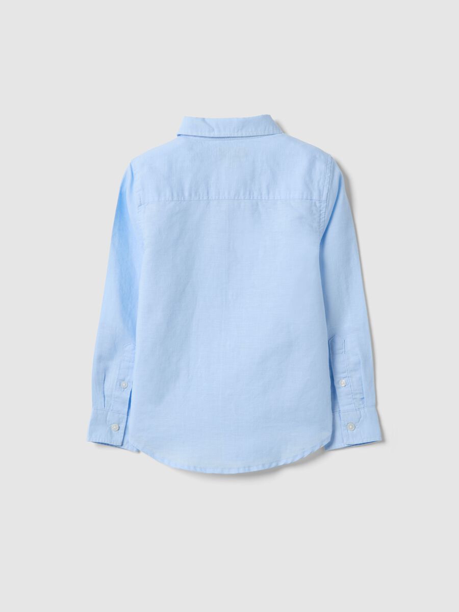Boys' regular fit light blue linen and cotton blend shirt_1