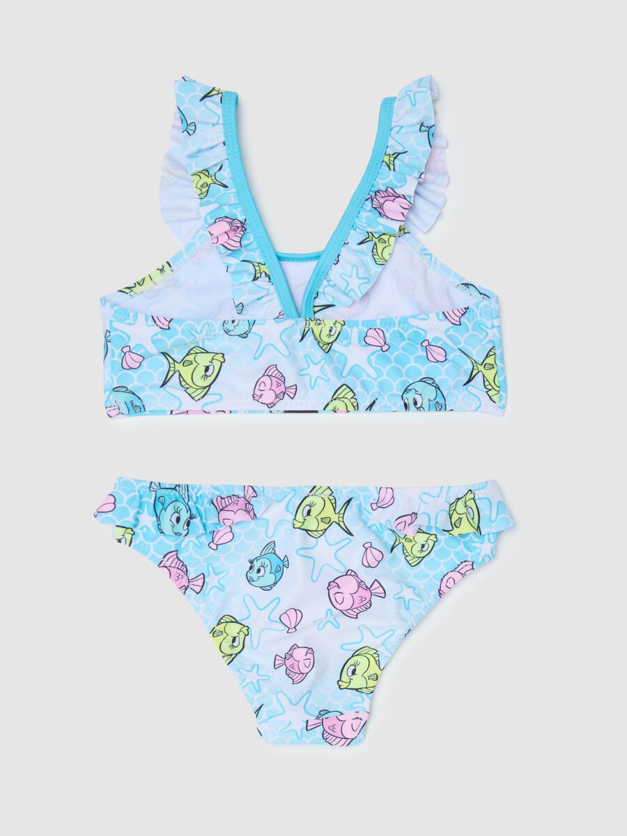 Girls’ bikini in multicoloured stretch fabric with Minnie Mouse print and underwater design_1