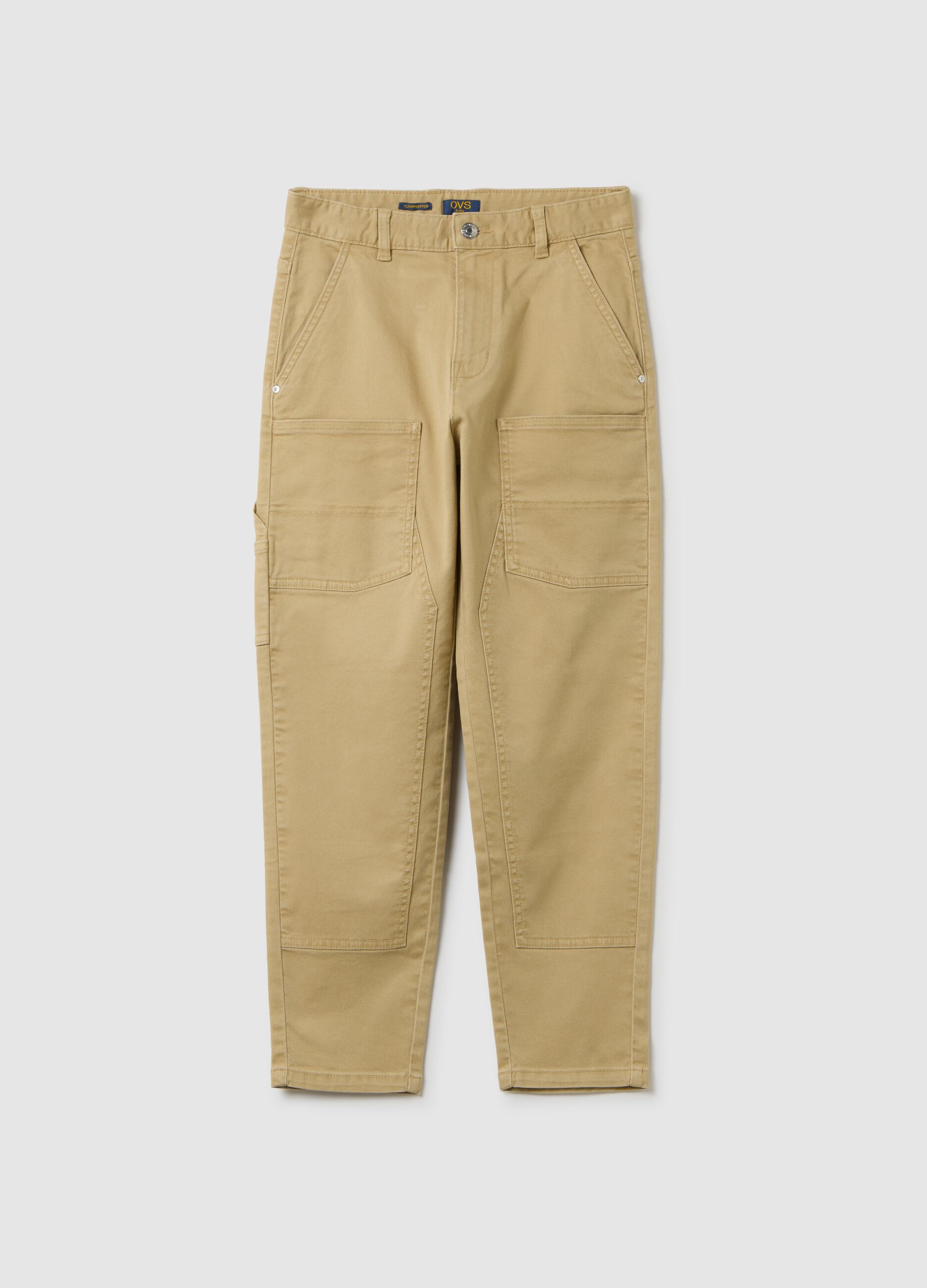 Boys' Beige Stretch Cotton Trousers - Relaxed Fit