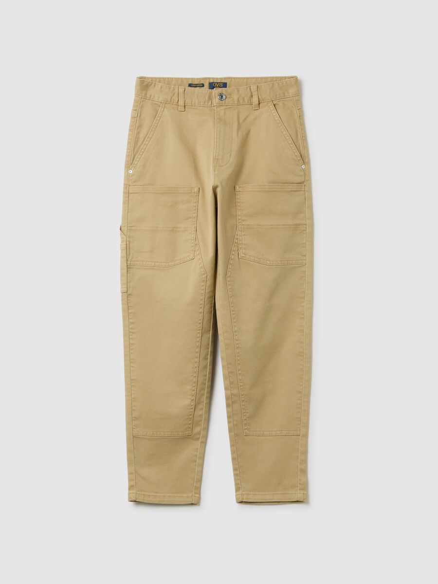 Boys' Beige Stretch Cotton Trousers - Relaxed Fit_0