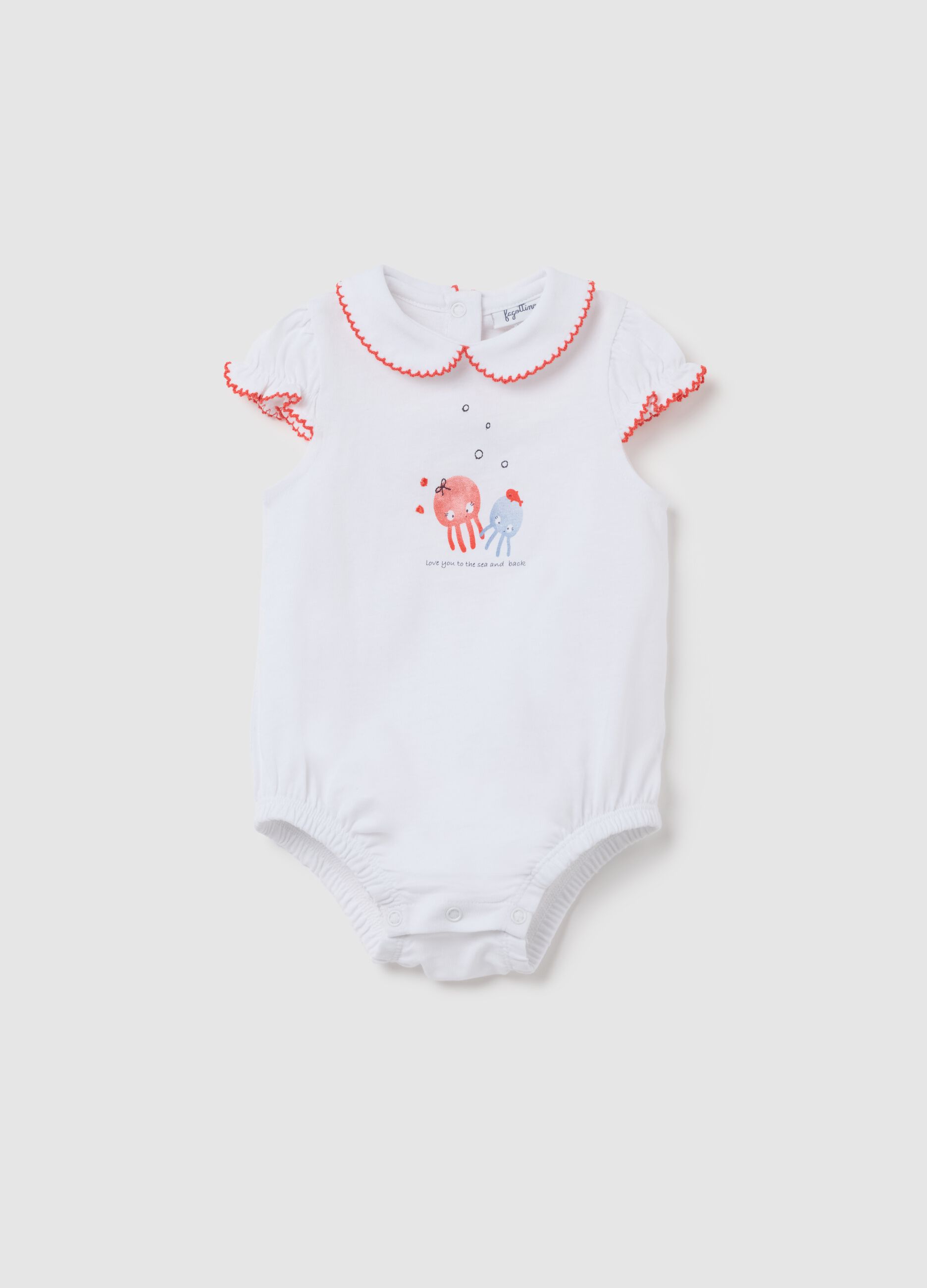 Body da neonato in puro cotone bianco con colletto classico