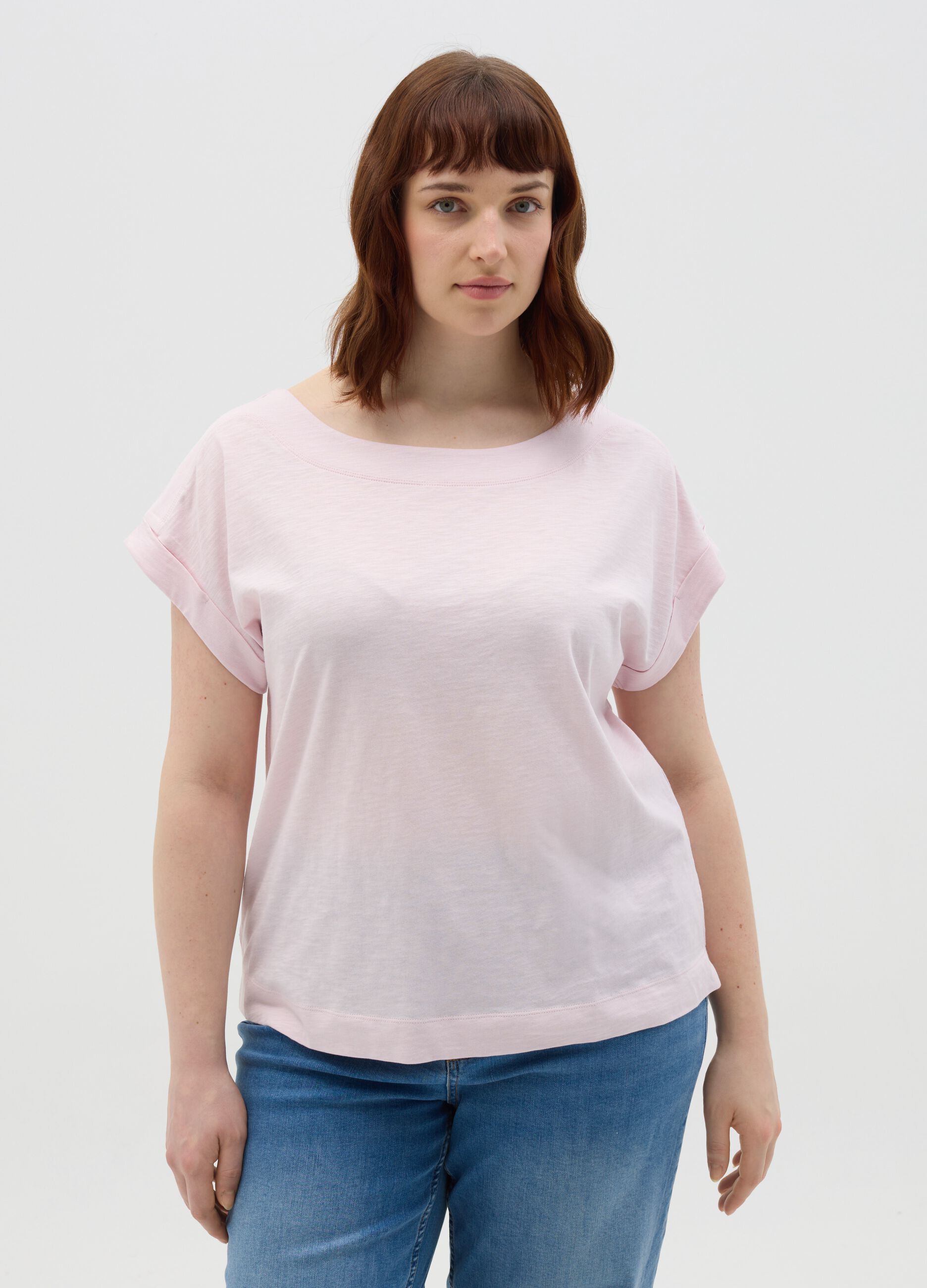 Curvy T-shirt in slub jersey