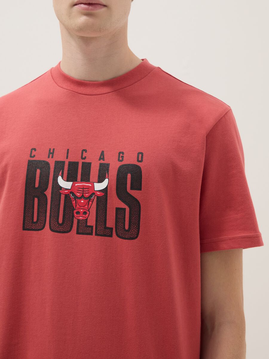 Red pure cotton regular fit T-shirt with Chicago Bulls print_3